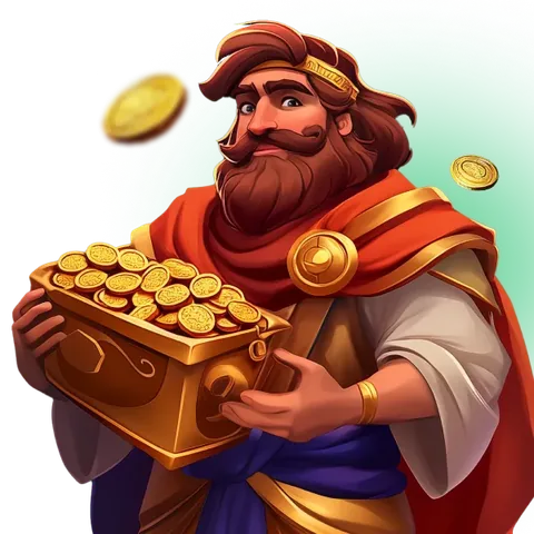 Merchant carrying a chest full of gold coins