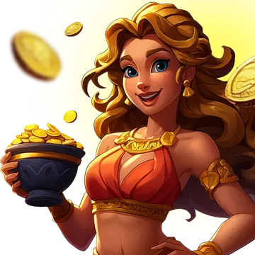 Woman holding a bowl full of gold coins