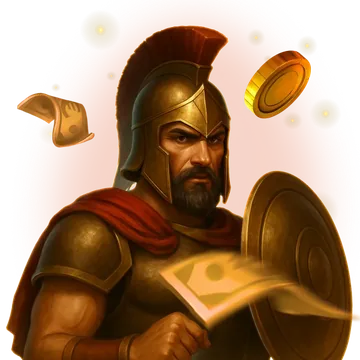 Spartan warrior with a golden shield