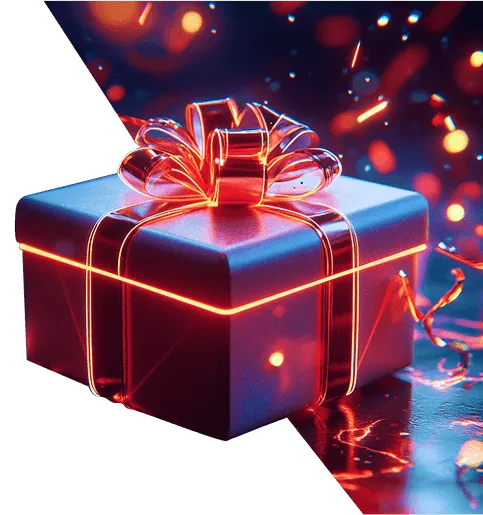 Gift box with a glowing red ribbon